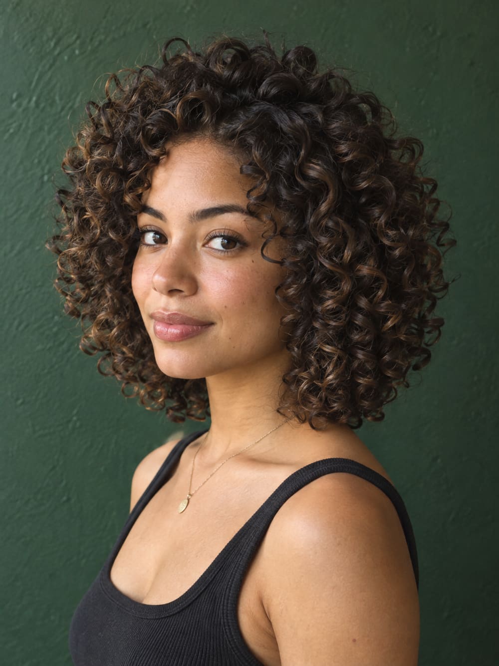 After: defined curls with a rounded shape